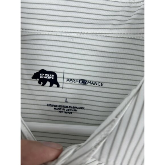 Onward Reserve Mens L Mizzou Tigers White Gray Stripe Polo Shirt New Missouri - Picture 6 of 10
